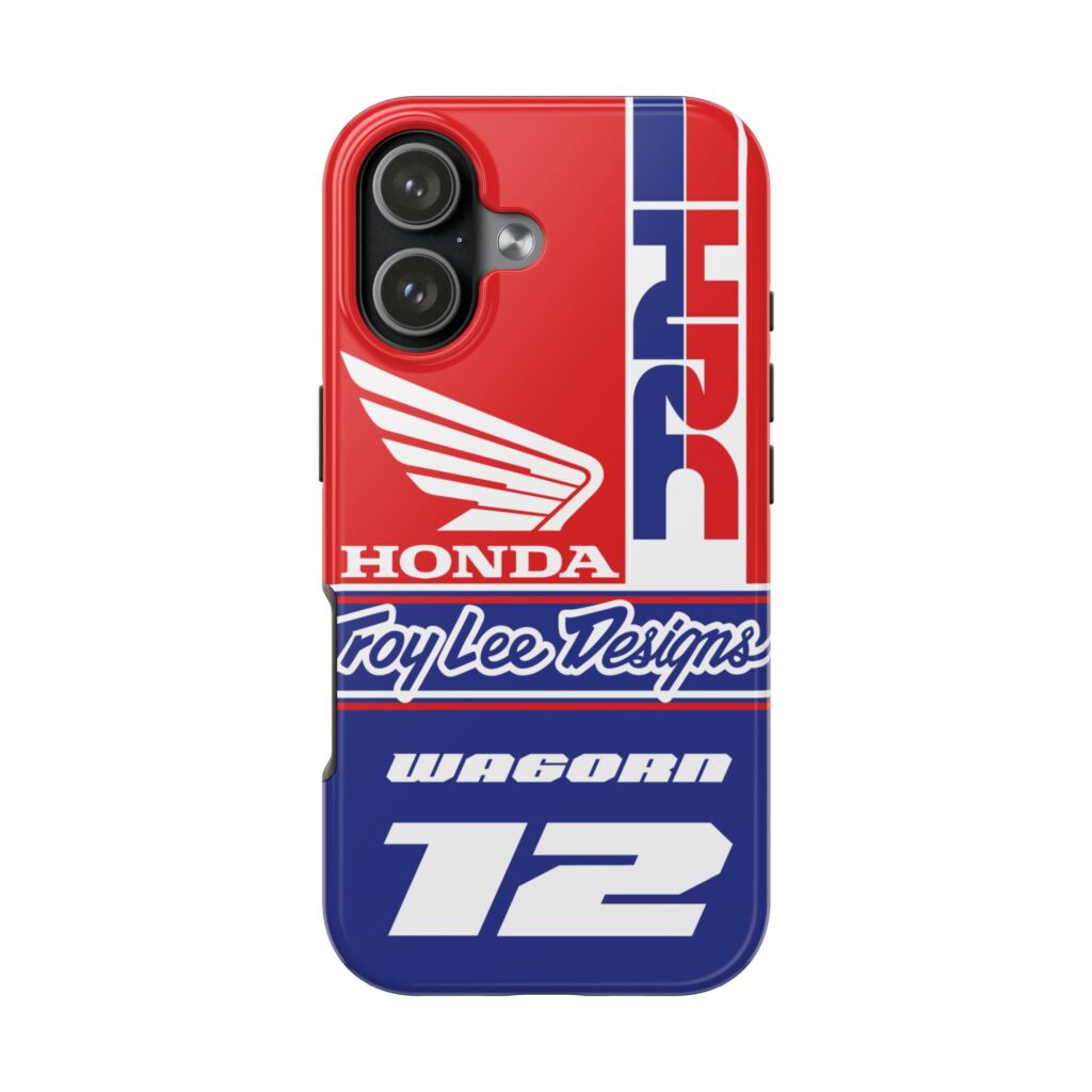 Custom preview of Honda Racing – Troy Lee Design Custom Tough Phone Case with personalized name and number