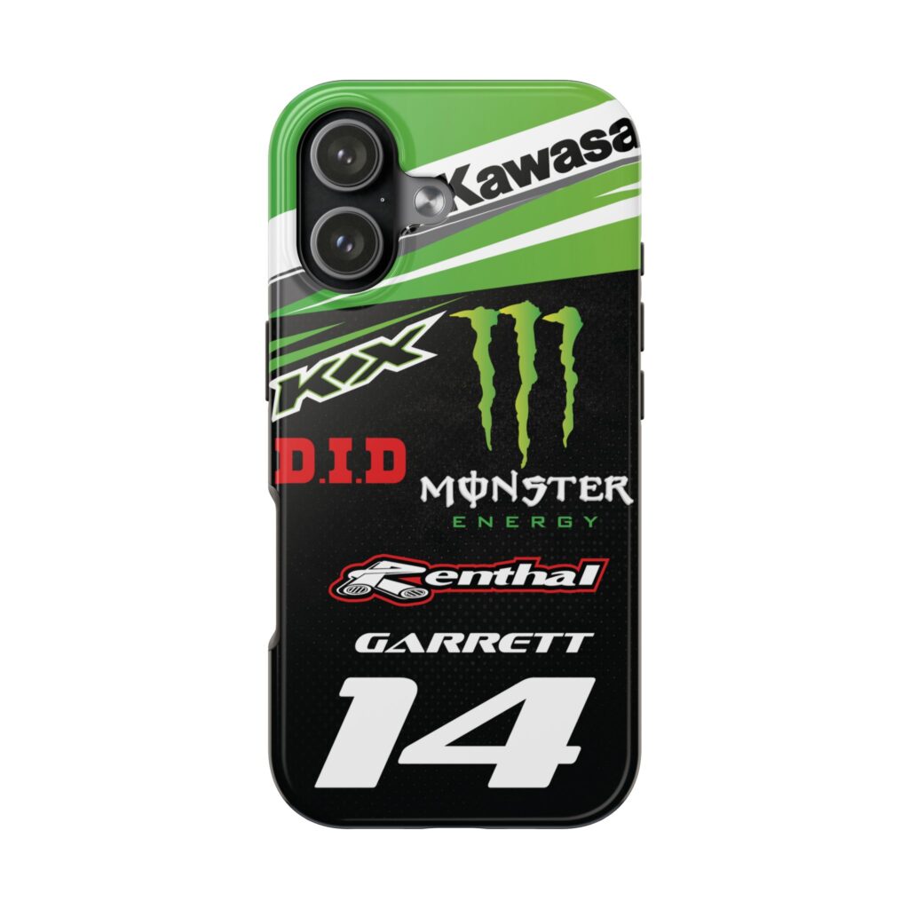 Custom preview of Custom Kawaksi Motocross Tough Phone Case with personalized name and number